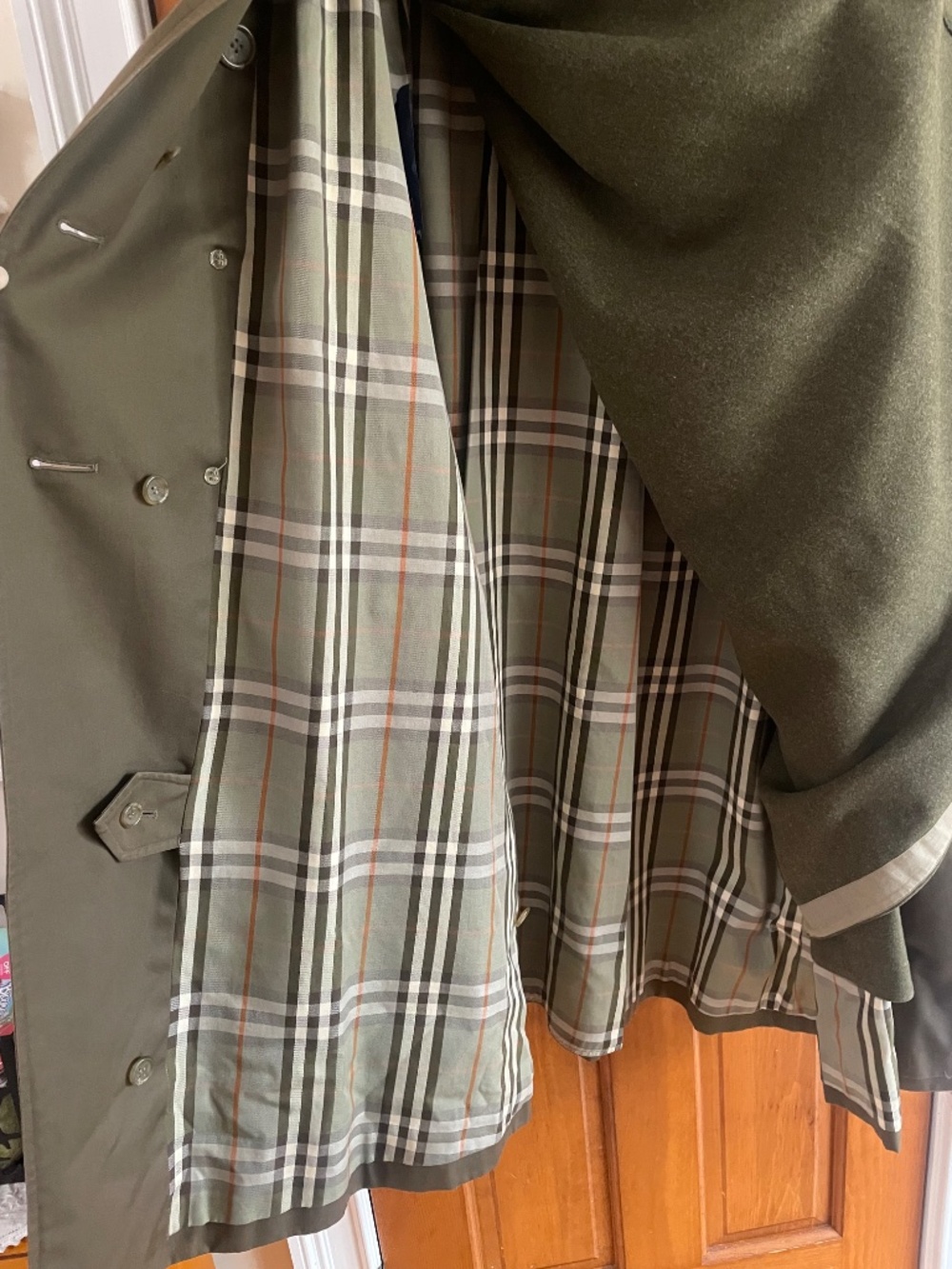 Vintage 1994 Burberrys 'Selkirk' Trench Coat Olive Green Full Set 3-in-1 Size 12 - Picture 12 of 16